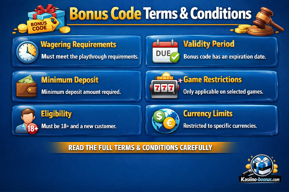 Boonuskoodide tingimused ja reeglid
